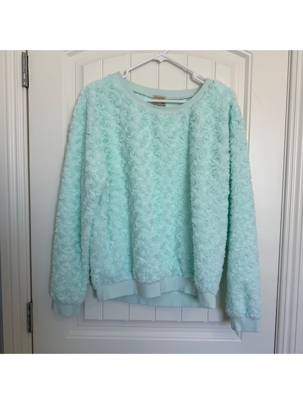 Eyelash Couture Women's Light Blue Textured Sweatshirt XL